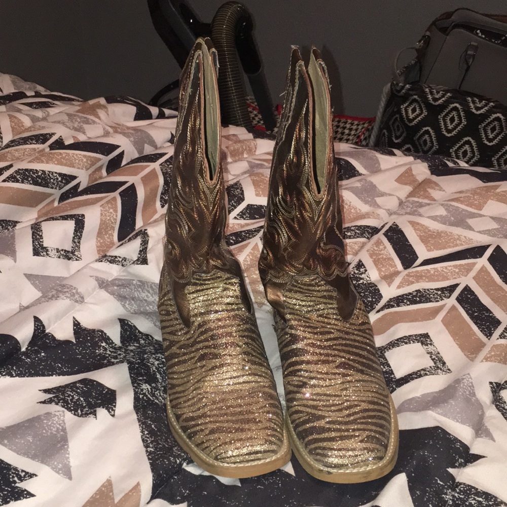 Brown Zebra Print Roper Boots-Size 8.5